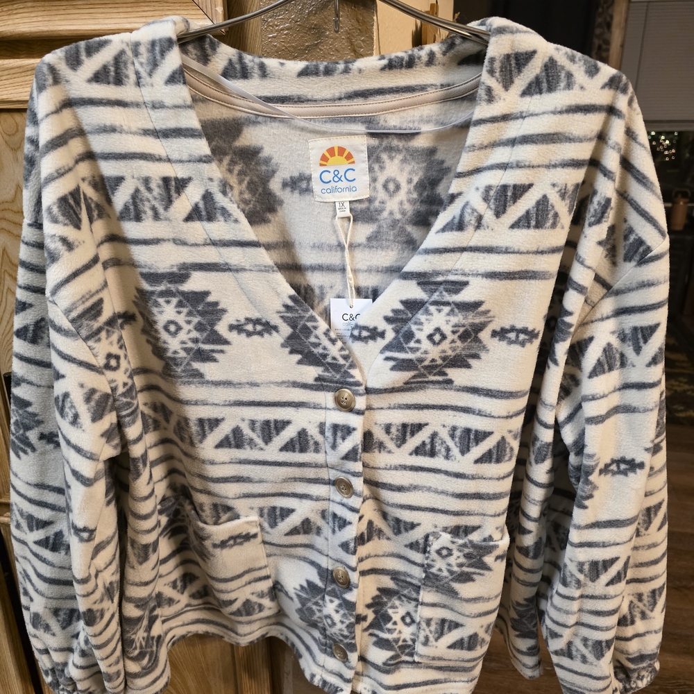 C&C California Women's Gray Patterned Sweater